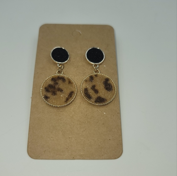 Fashion animal print round dangling earrings - Picture 2 of 5